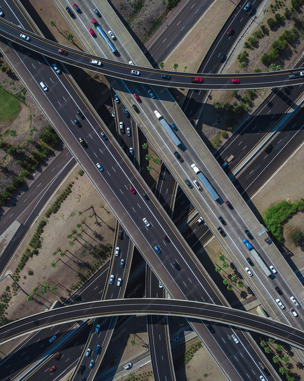 Map view with multiple vehicles and their projected arrival times