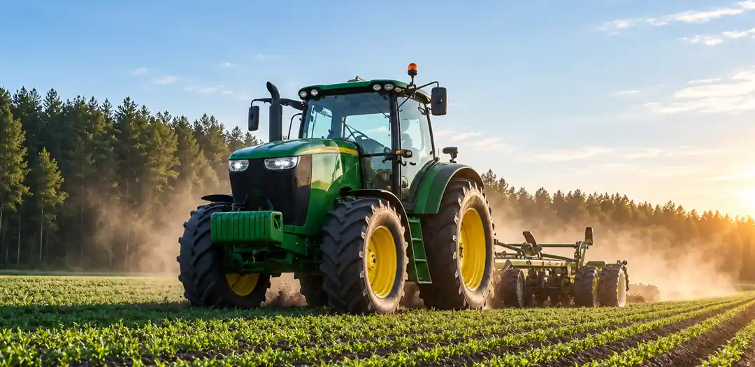 Agricultural fleet vehicles and machinery in operation