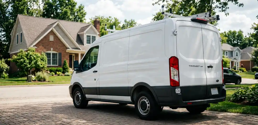 Field service fleet vehicles and technicians on the road