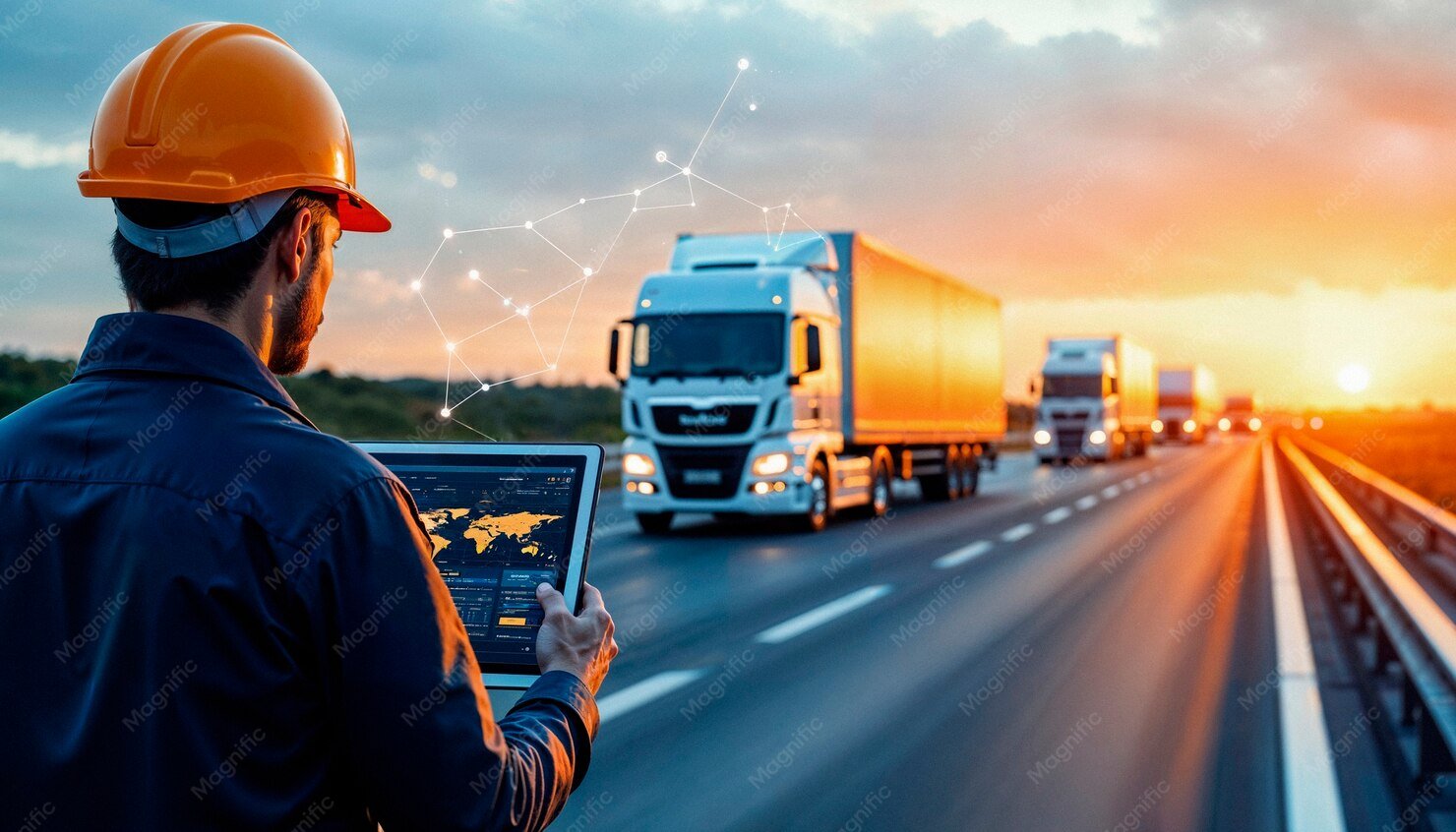 Fleet trucks and logistics operations managed with Hauloop fleet software